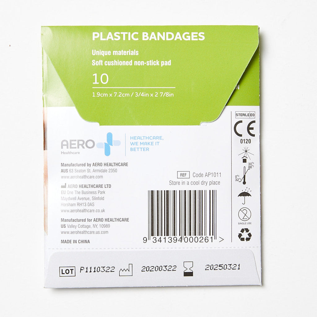 Student First Aid Plastic Dressing Strips back