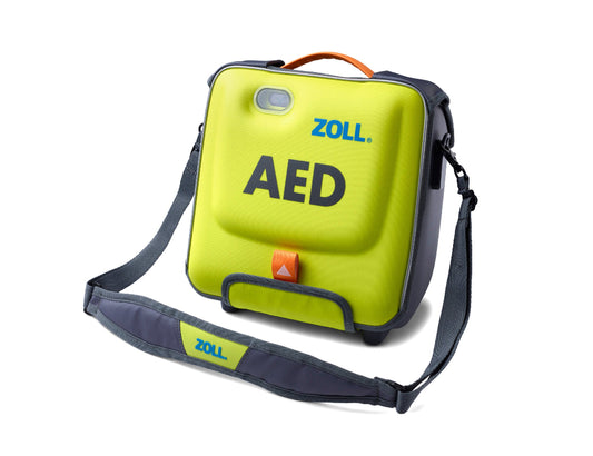 Student First Aid ZOLL AED bag with a strap on a white background