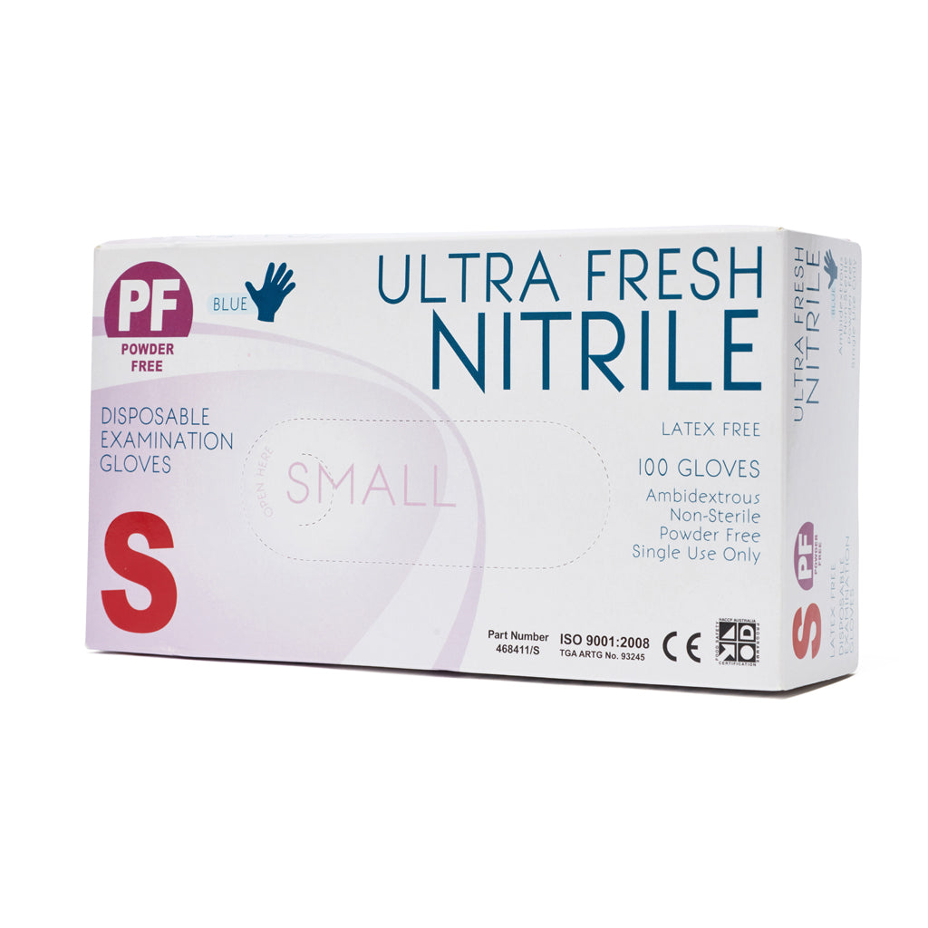 Nitrile Glove Disposable Powder Free Blue Small (100) 11601010