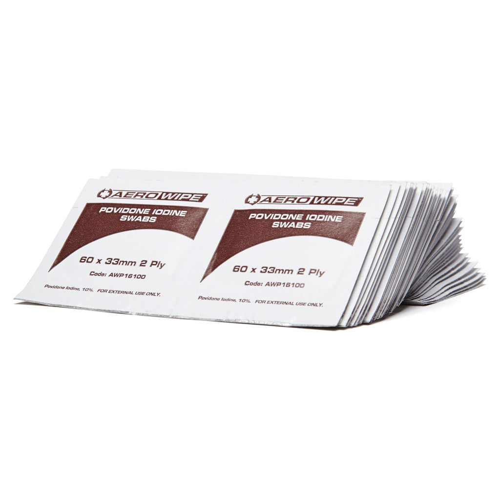 Povidone Iodine Swabs 6cm x 3.3cm 100 Box - Medium - Student First Aid